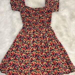 Rewind Smocked Rayon Floral Square Neck Short Sundress Size XS